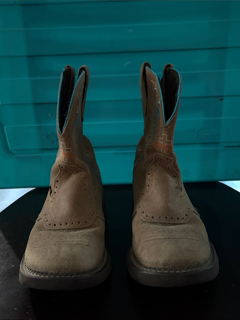 Justin Boots Brown Suede Cowboy Boots